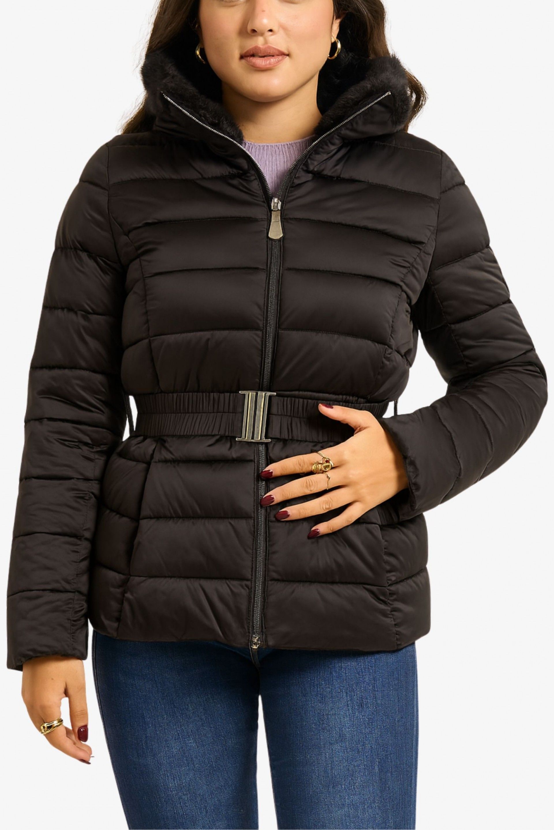 Casaco Mulher Pelo na Gola Acolchoado MARKUP