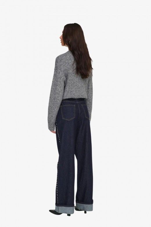 Calça Jeans Mulher HOPE HW Wide Stud Fold Up ONLY Calça Jeans Mulher HOPE HW Wide Stud Fold Up ONLY