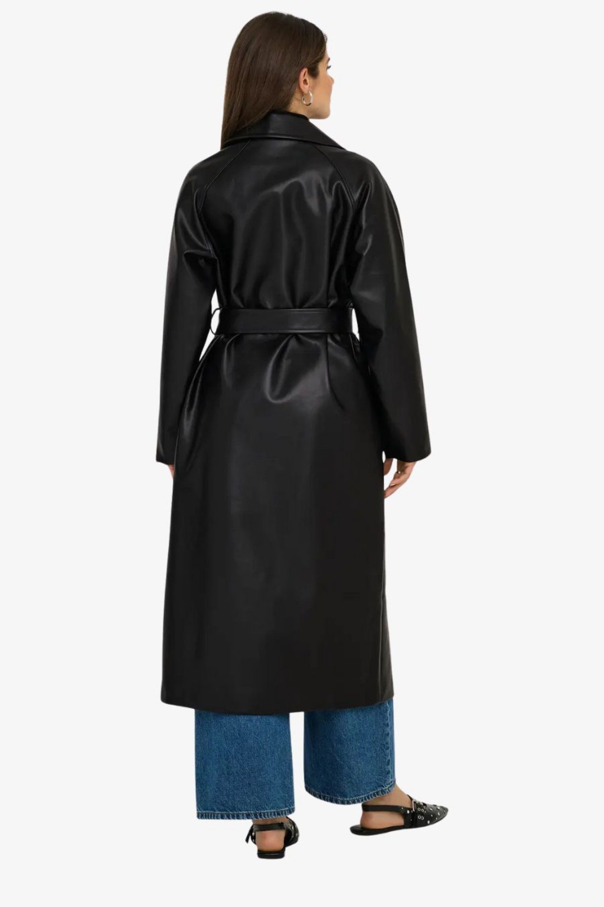 Gabardine Faux Leather BINA com cinto ONLY