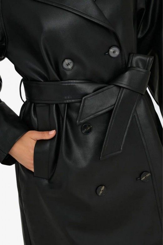 Gabardine Faux Leather BINA com cinto ONLY Gabardine Faux Leather BINA com cinto ONLY