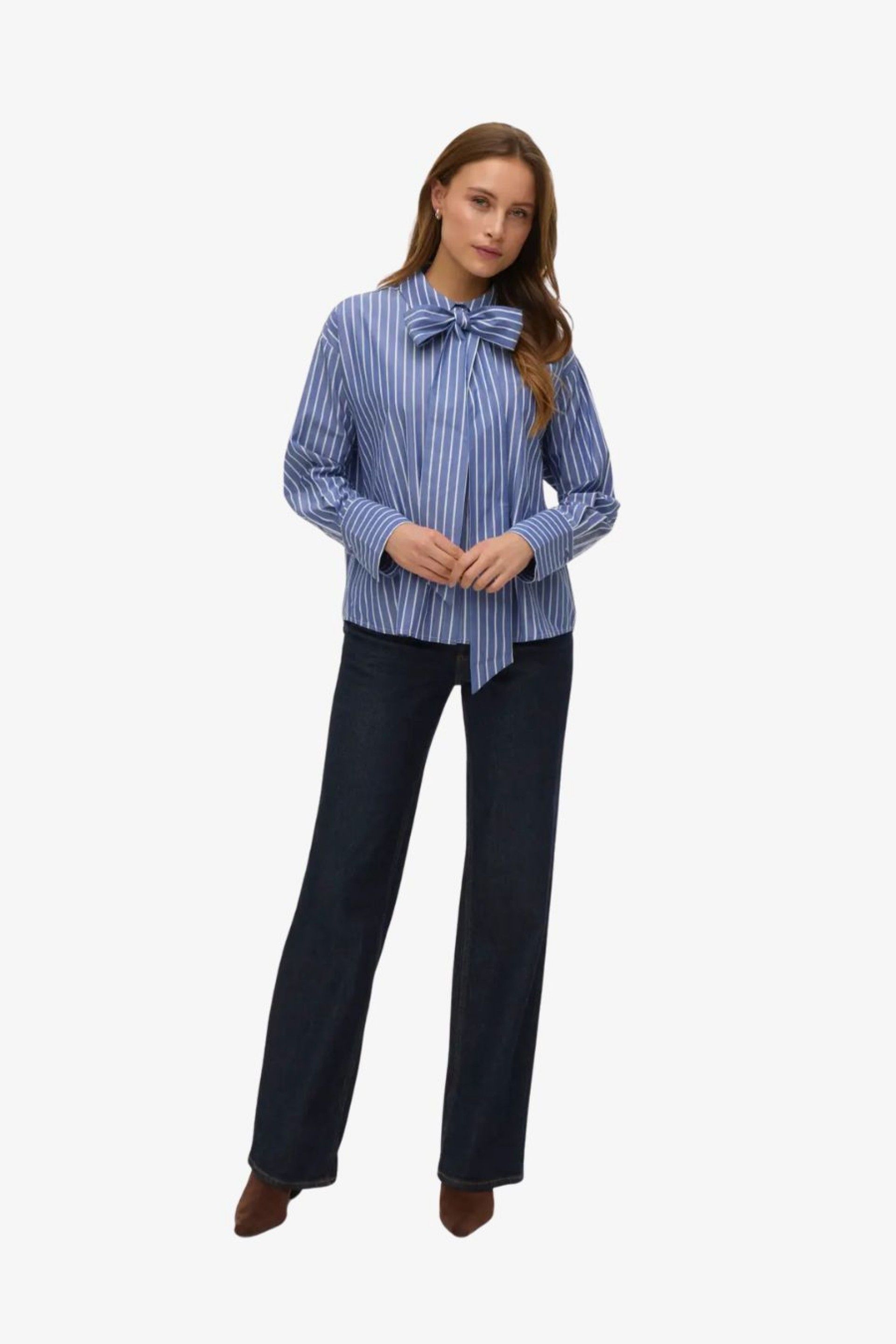 Blusa VERO MODA ISLUNN Riscas com laço