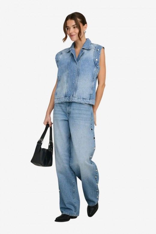 Colete Jeans FINLEY Big Stud ONLY