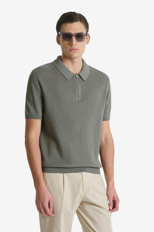 Polo Malha Zip ANTONY MORATO Regular Fit MMSW01590 FA200082 Polo Malha Zip ANTONY MORATO Regular Fit MMSW01590 FA200082