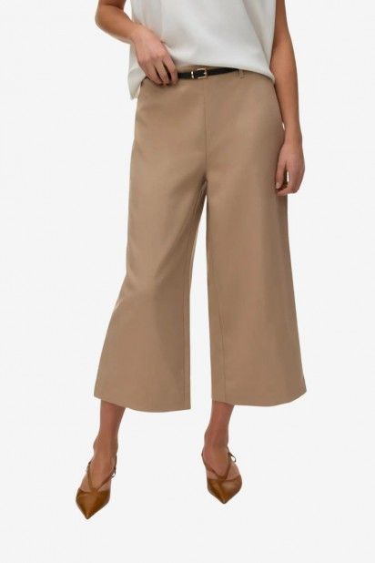 Calça Mulher Culotte Belt ELMA HW Wide VERO MODA Calça Mulher Culotte Belt ELMA HW Wide VERO MODA