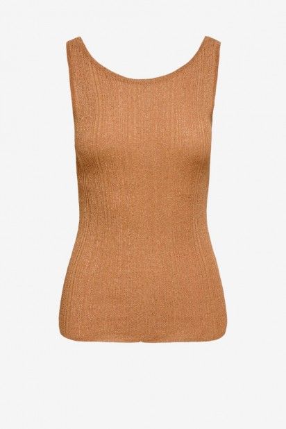 ONLY Anna Glitter Revers Rib Top Mulher