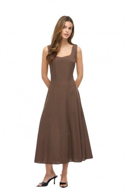 VILA Lineena Vestido Midi de Alças Mulher VILA Lineena Vestido Midi de Alças Mulher