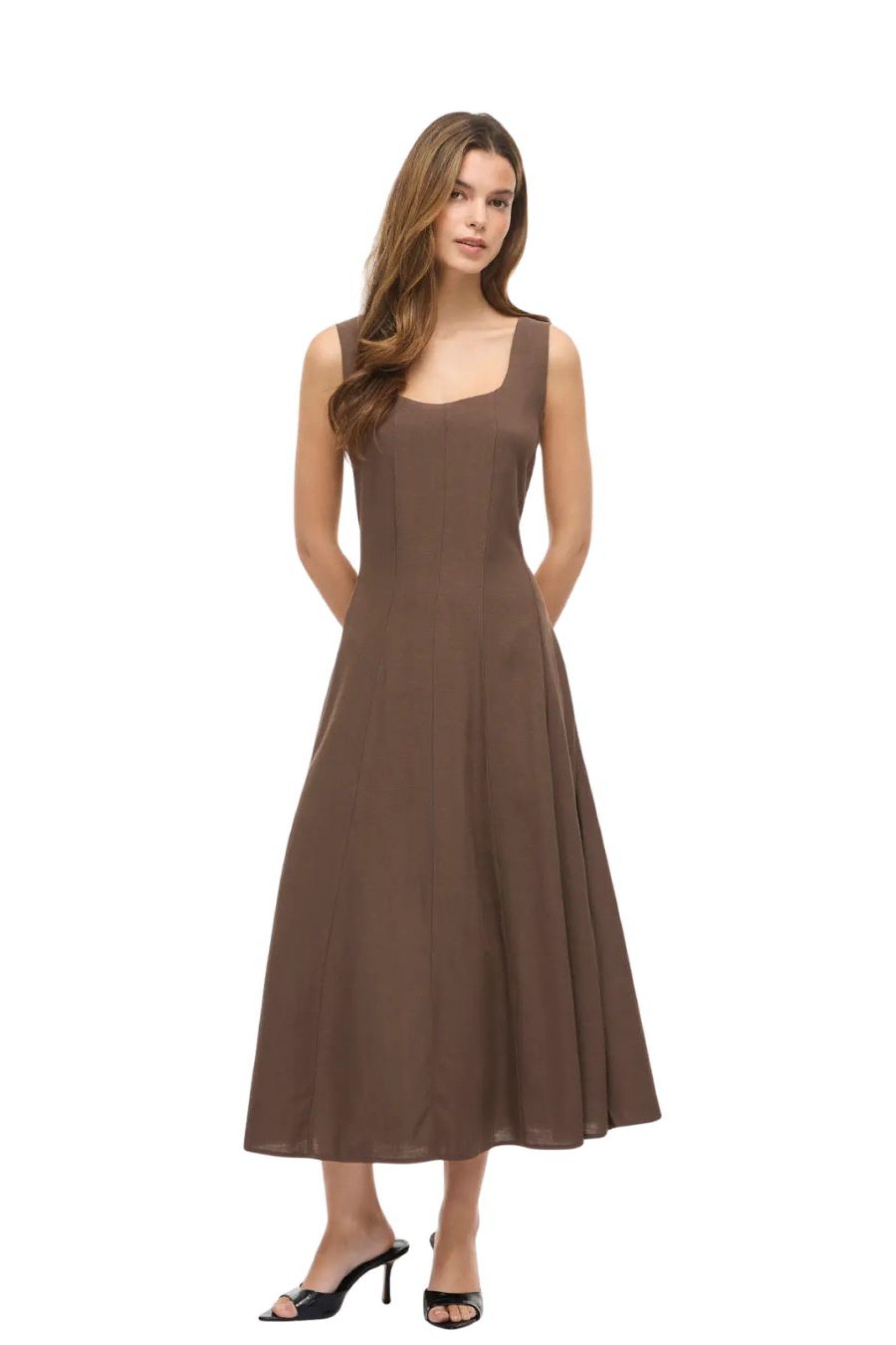 VILA Lineena Vestido Midi de Alças Mulher