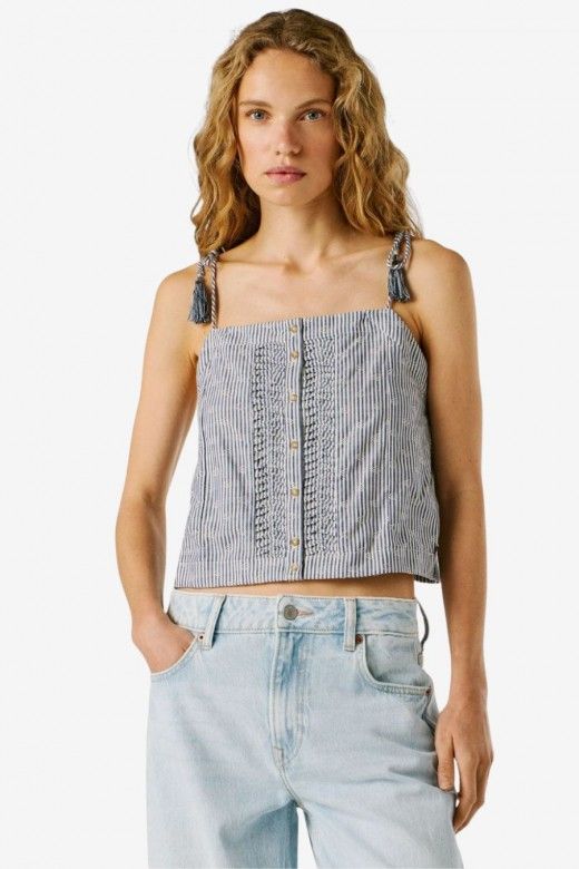 Pepe Jeans Agny Top Alças Riscas Mulher Pepe Jeans Agny Top Alças Riscas Mulher