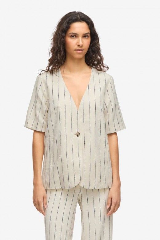 Vila Top Efeito Blazer com Risca Dancina Vila Mulher Vila Top Efeito Blazer com Risca Dancina Vila Mulher