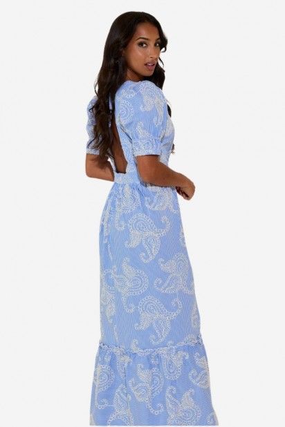 Vestido Scripta com Riscas e Bordado