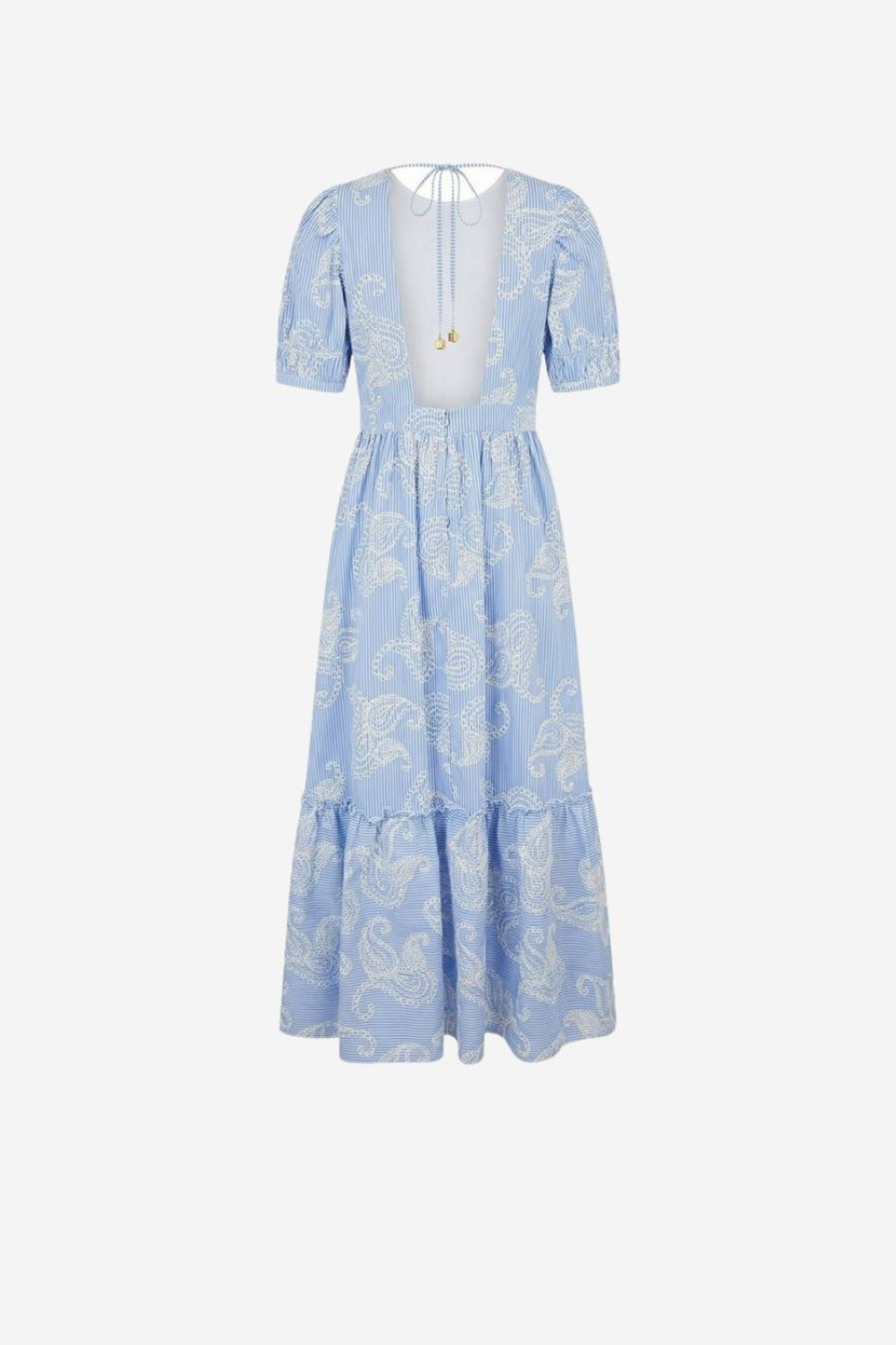 Vestido Scripta com Riscas e Bordado