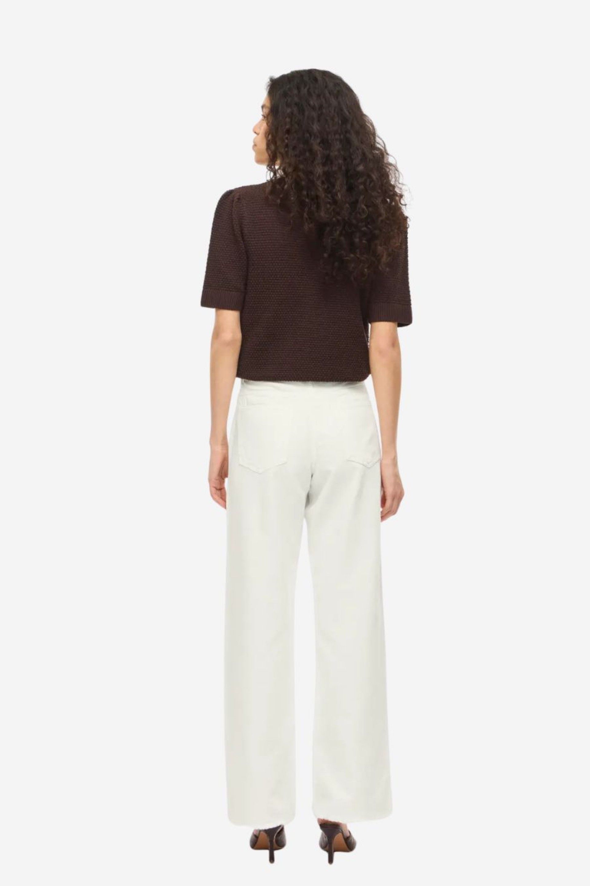 Calça Vila Jeans White Palma RW Wide