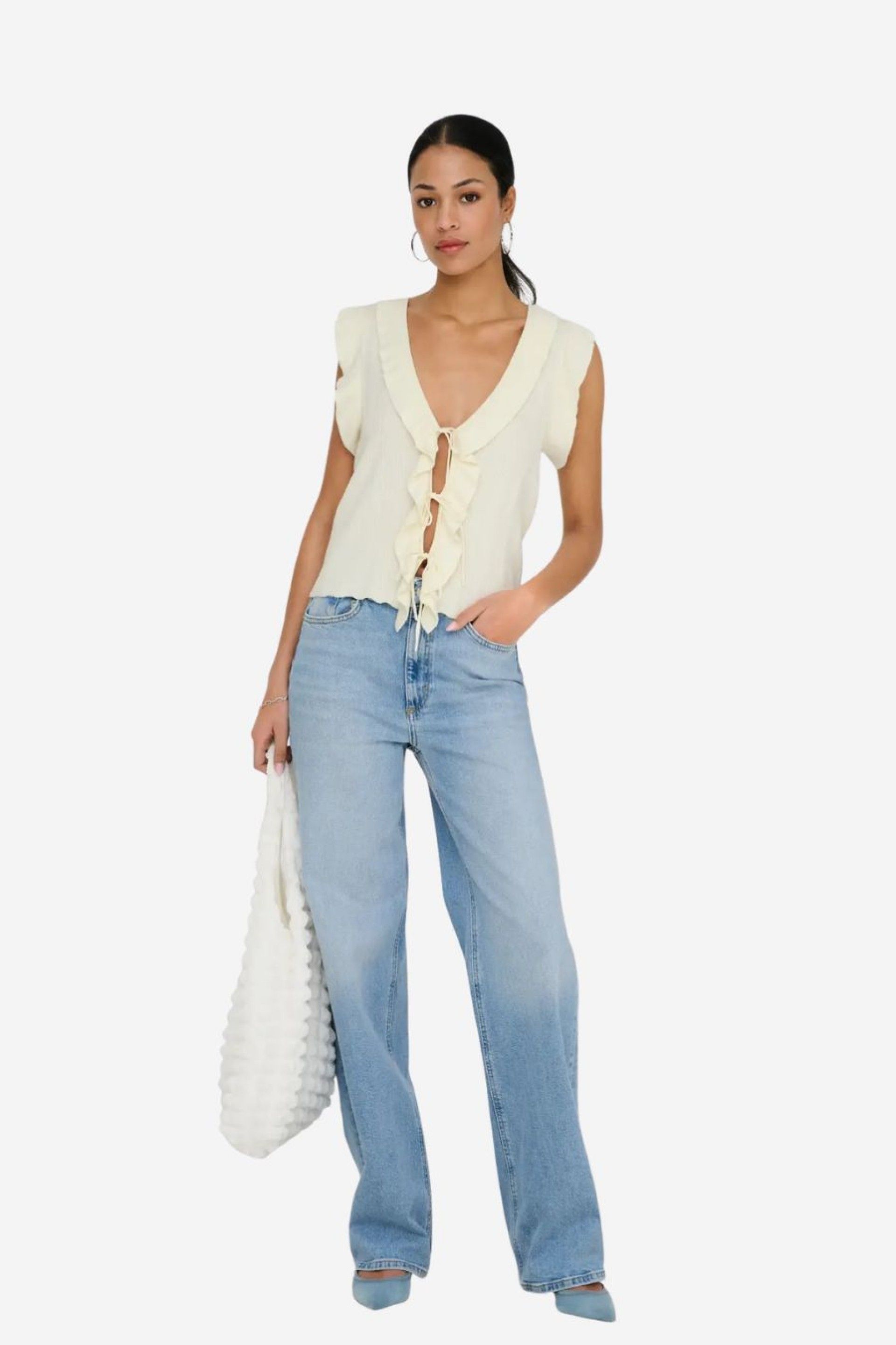 Blusa Malha S/L Nelly V Folhos