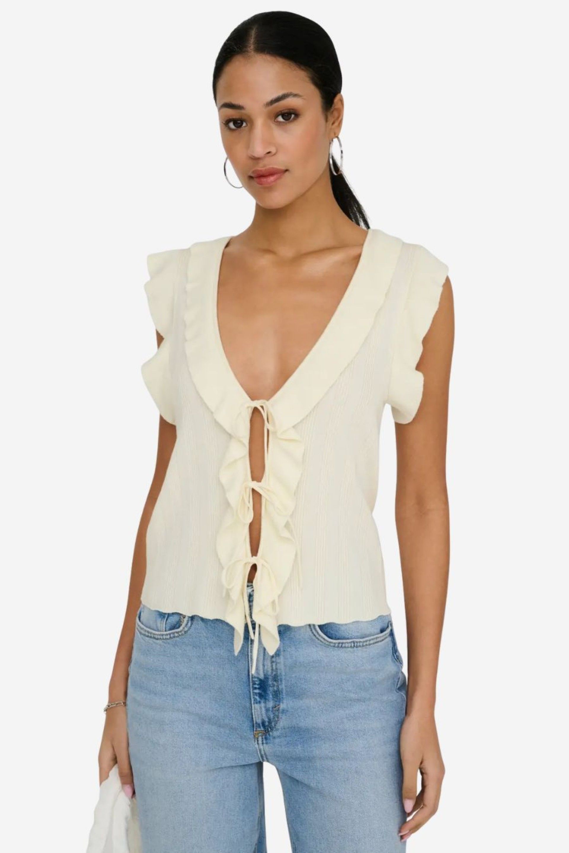 Blusa Malha S/L Nelly V Folhos
