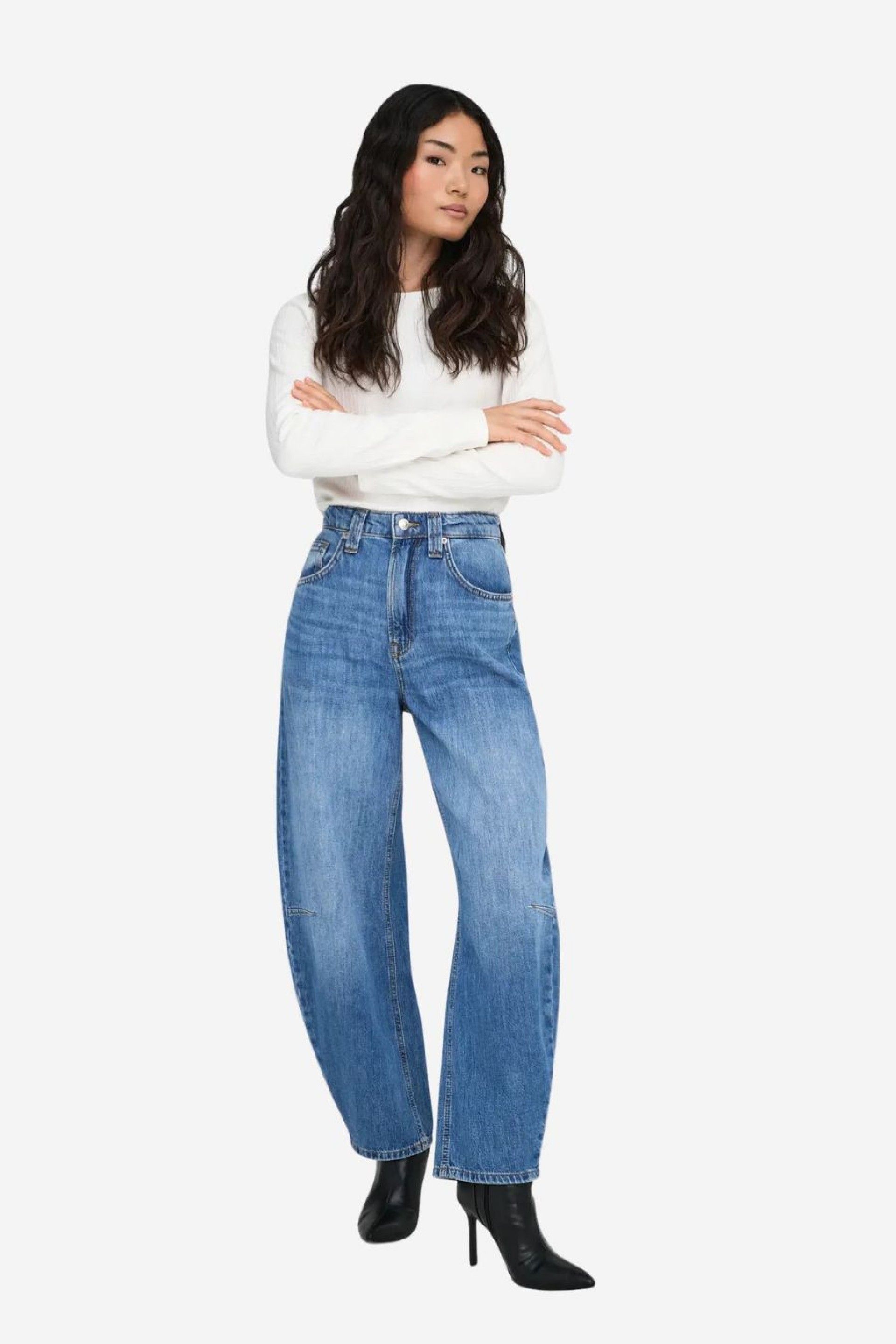 Calça Jeans Only Frankie HW Ank Barrel Denim