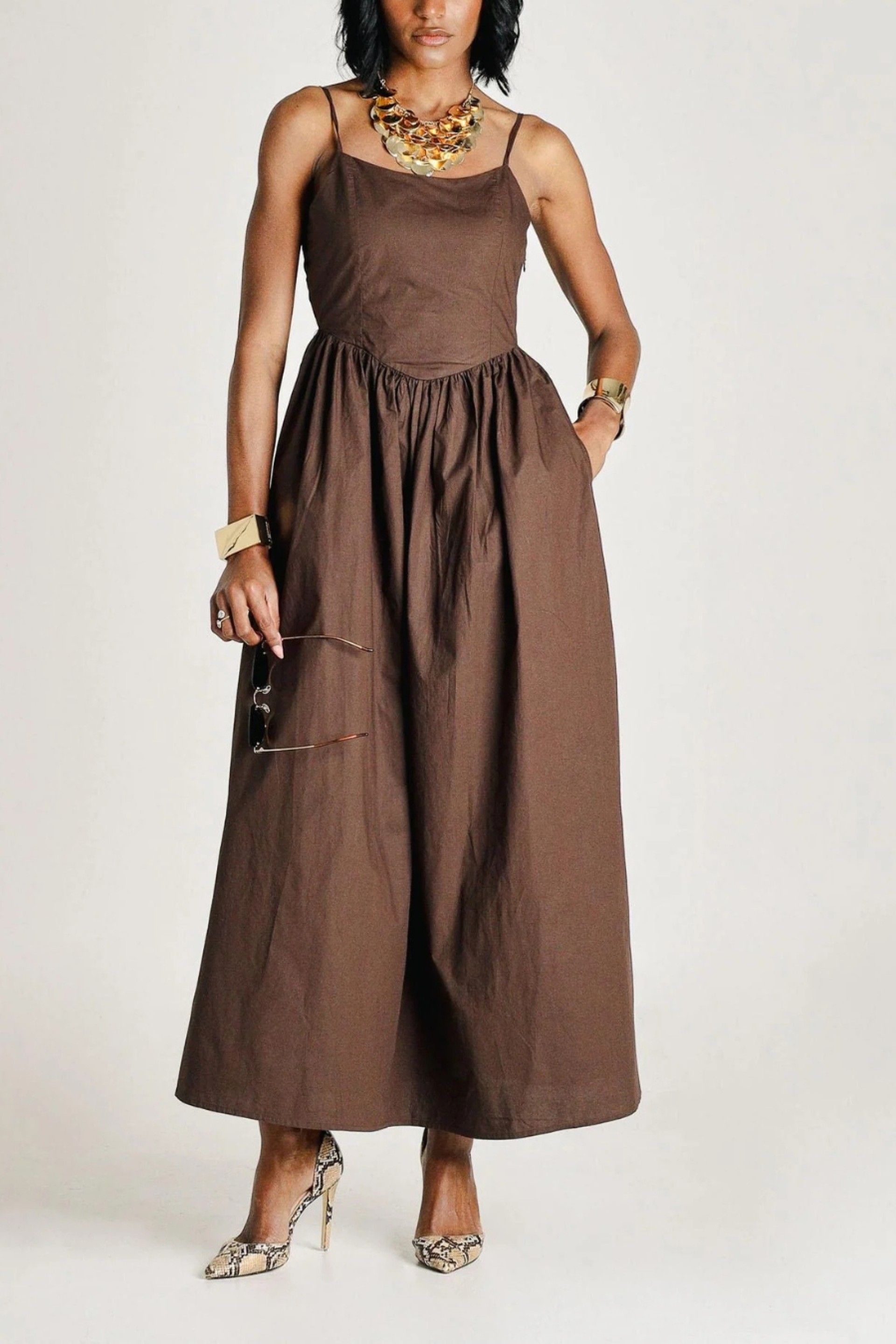 Vestido Only Likara Strap Waist Long