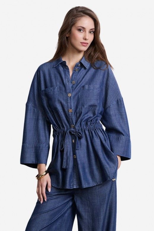 Camisa Mulher Tencel Denim Markup Camisa Mulher Tencel Denim Markup