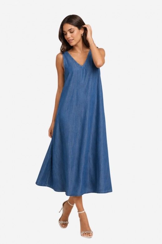 Vestido Vila Jeans Tencel Tevira SL Midi Vestido Vila Jeans Tencel Tevira SL Midi