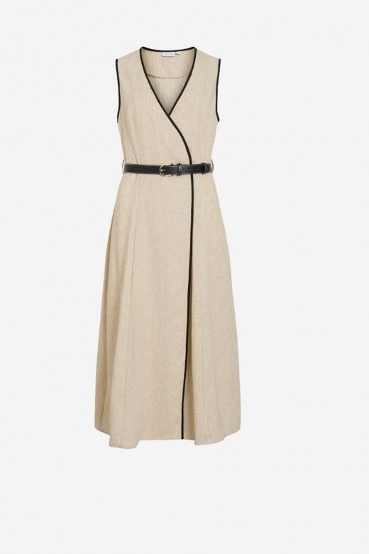 Vestido Vila Jasmine S/L Midi com cinto Vestido Vila Jasmine S/L Midi com cinto