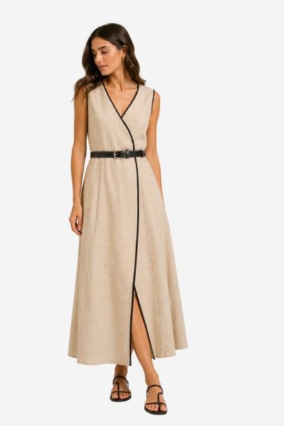 Vestido Vila Jasmine S/L Midi com cinto Vestido Vila Jasmine S/L Midi com cinto