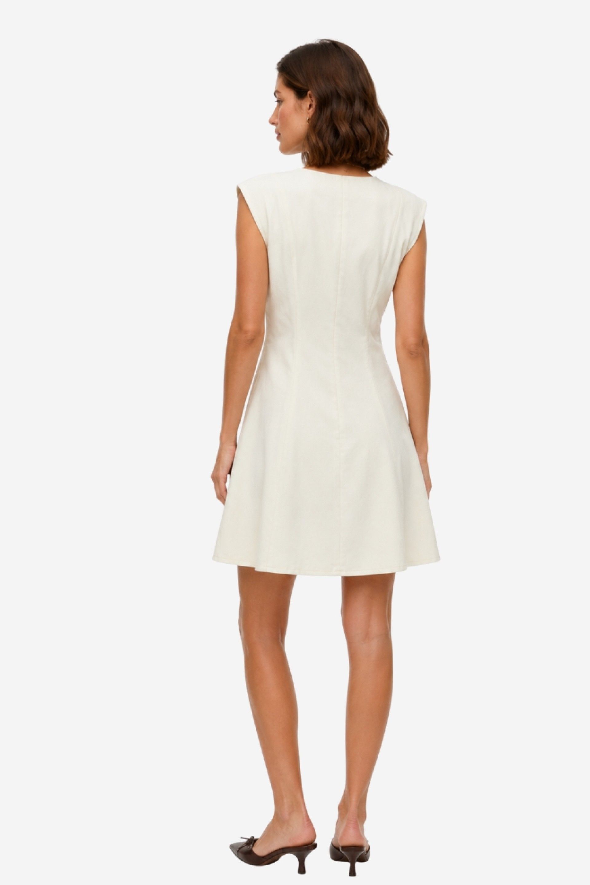 Vestido Denim Vero Moda Malle curto Crú