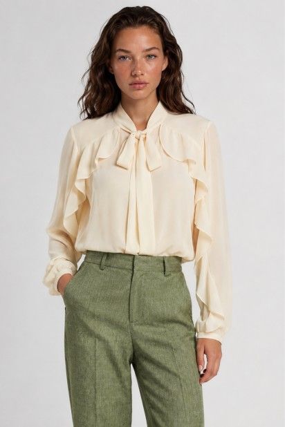 Top Blusa Vero Moda Laney com folhos