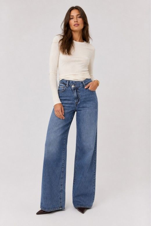 ONLY Hope Calça Jeans Perna Larga Cintura Média Mulher ONLY Hope Calça Jeans Perna Larga Cintura Média Mulher