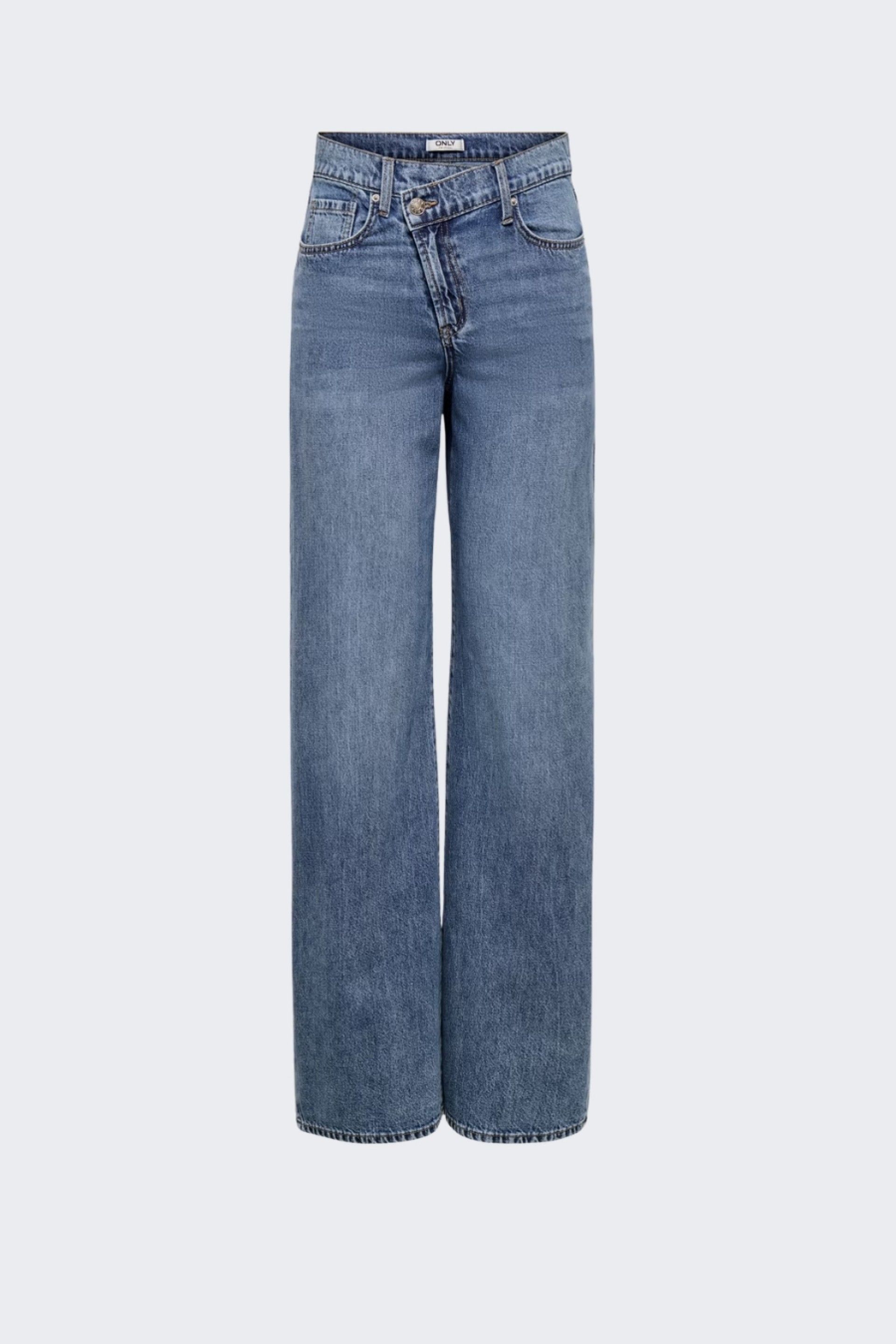 ONLY Hope Calça Jeans Perna Larga Cintura Média Mulher