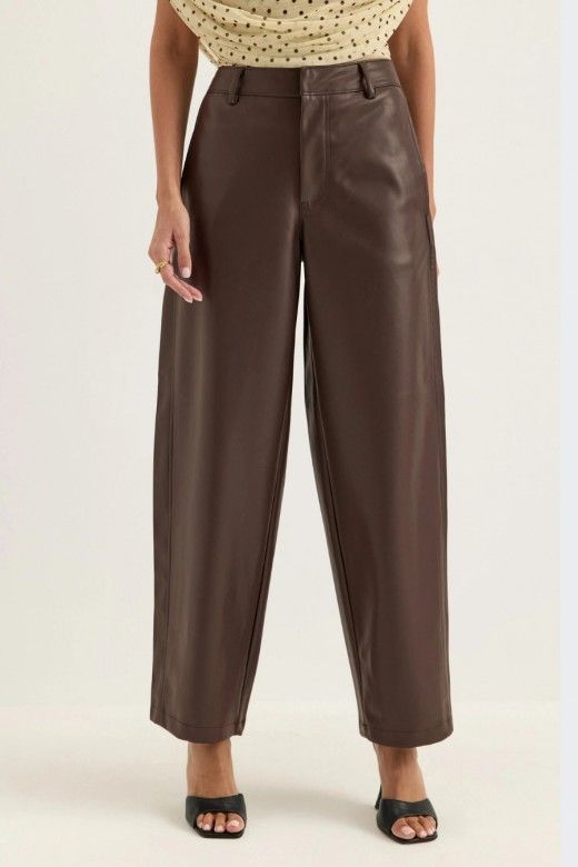 Calça Only Neli Faux Lea Barrel Calça Only Neli Faux Lea Barrel