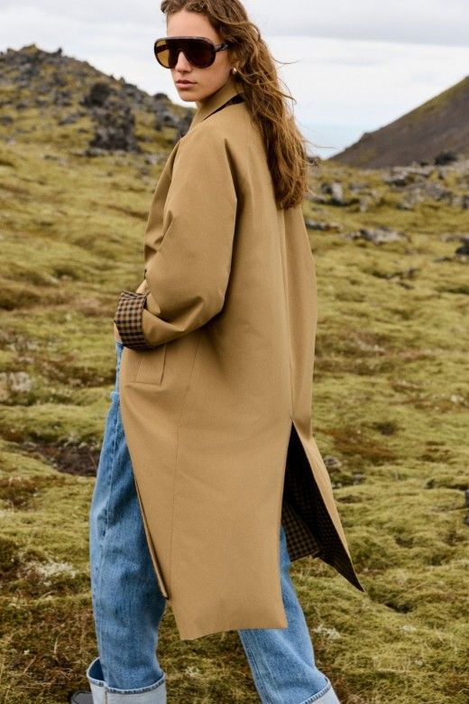 Casaco Trench Coat Vila Tenela Reversivel Casaco Trench Coat Vila Tenela Reversivel