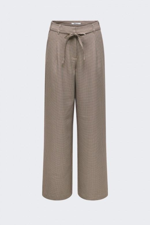 Calça Only Miria Check com cinto Calça Only Miria Check com cinto
