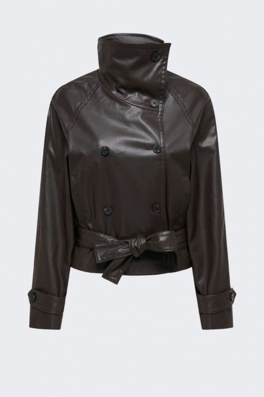 Casaco JDY Vera Faux Leather com cinto Casaco JDY Vera Faux Leather com cinto