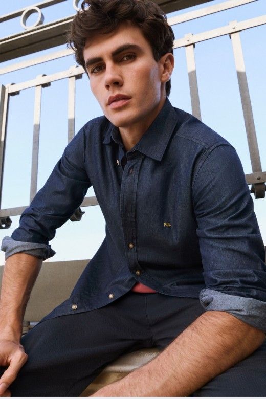 Pepe Jeans Camisa Denim Corte Ajustado Homem Pepe Jeans Camisa Denim Corte Ajustado Homem