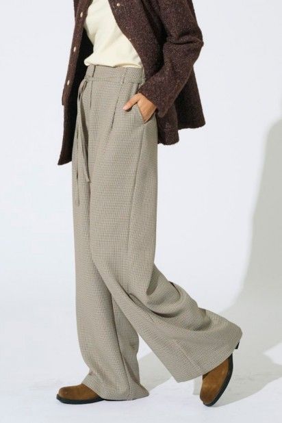 Calça Only Miria Check com cinto Calça Only Miria Check com cinto