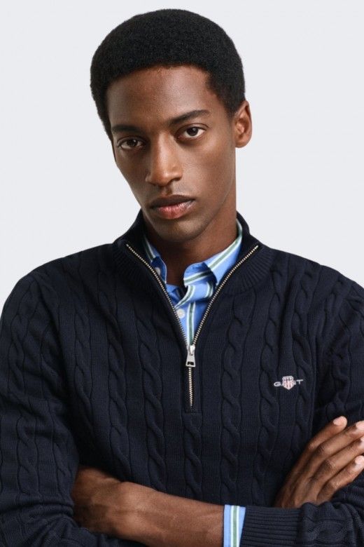 Gant Camisola Malha Entrançada Meio Fecho Homem Gant Camisola Malha Entrançada Meio Fecho Homem