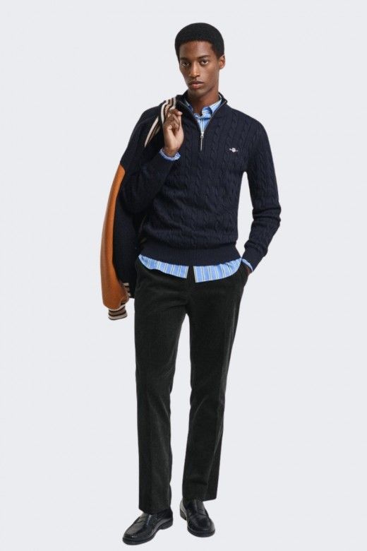 Gant Camisola Malha Entrançada Meio Fecho Homem Gant Camisola Malha Entrançada Meio Fecho Homem