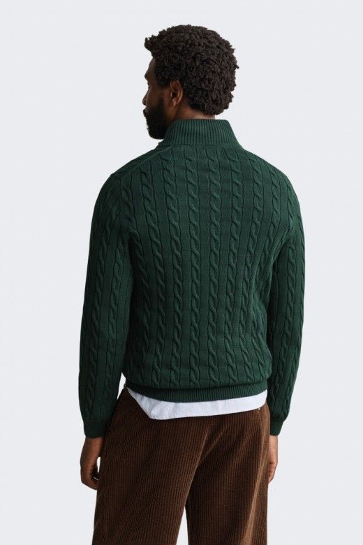 Gant Camisola Malha Entrançada Meio Fecho Homem Gant Camisola Malha Entrançada Meio Fecho Homem