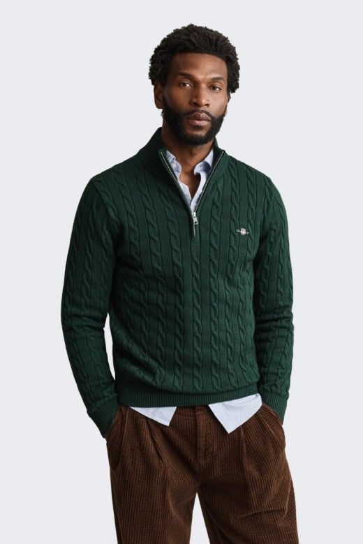 Gant Camisola Malha Entrançada Meio Fecho Homem Gant Camisola Malha Entrançada Meio Fecho Homem