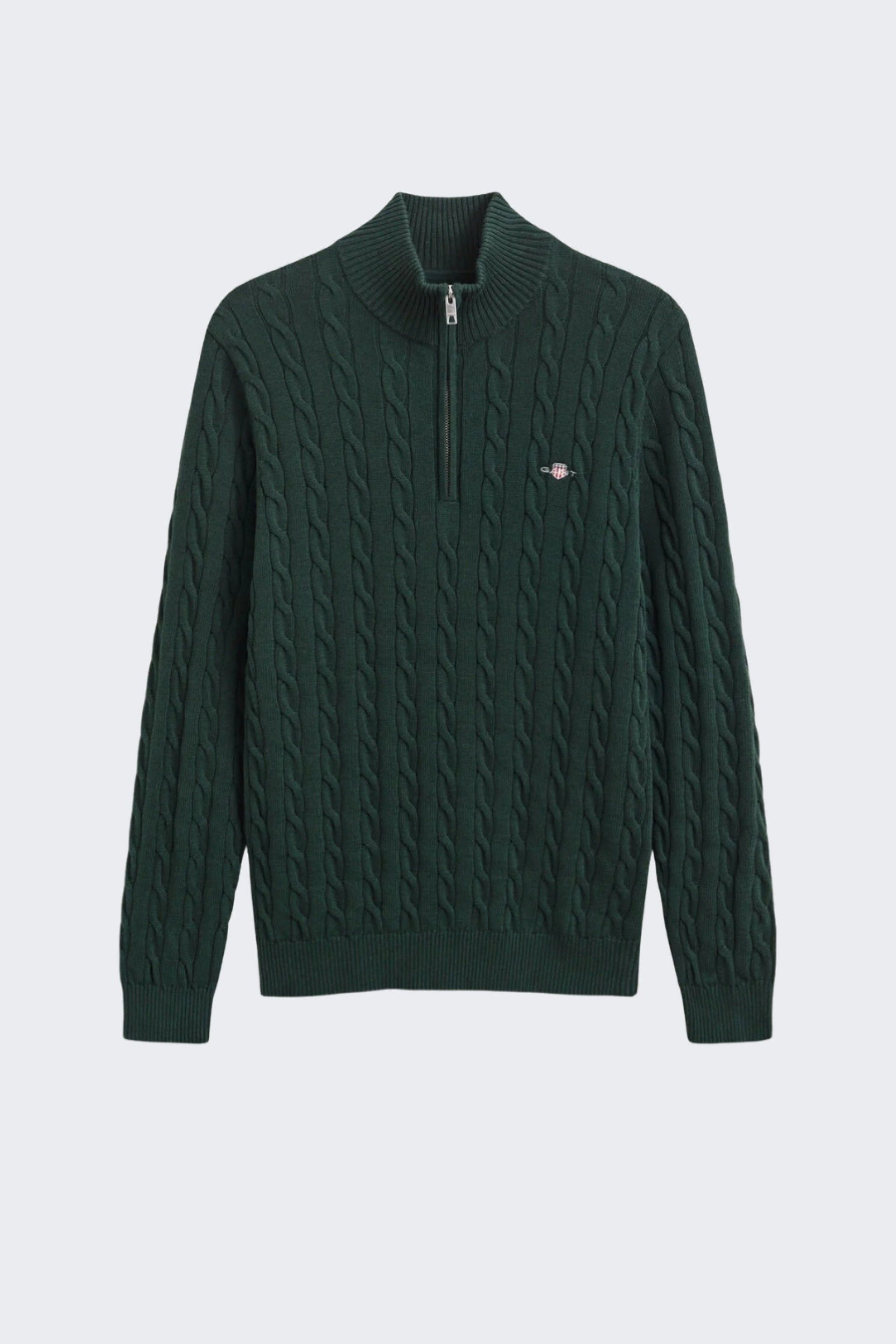 Gant Camisola Malha Entrançada Meio Fecho Homem