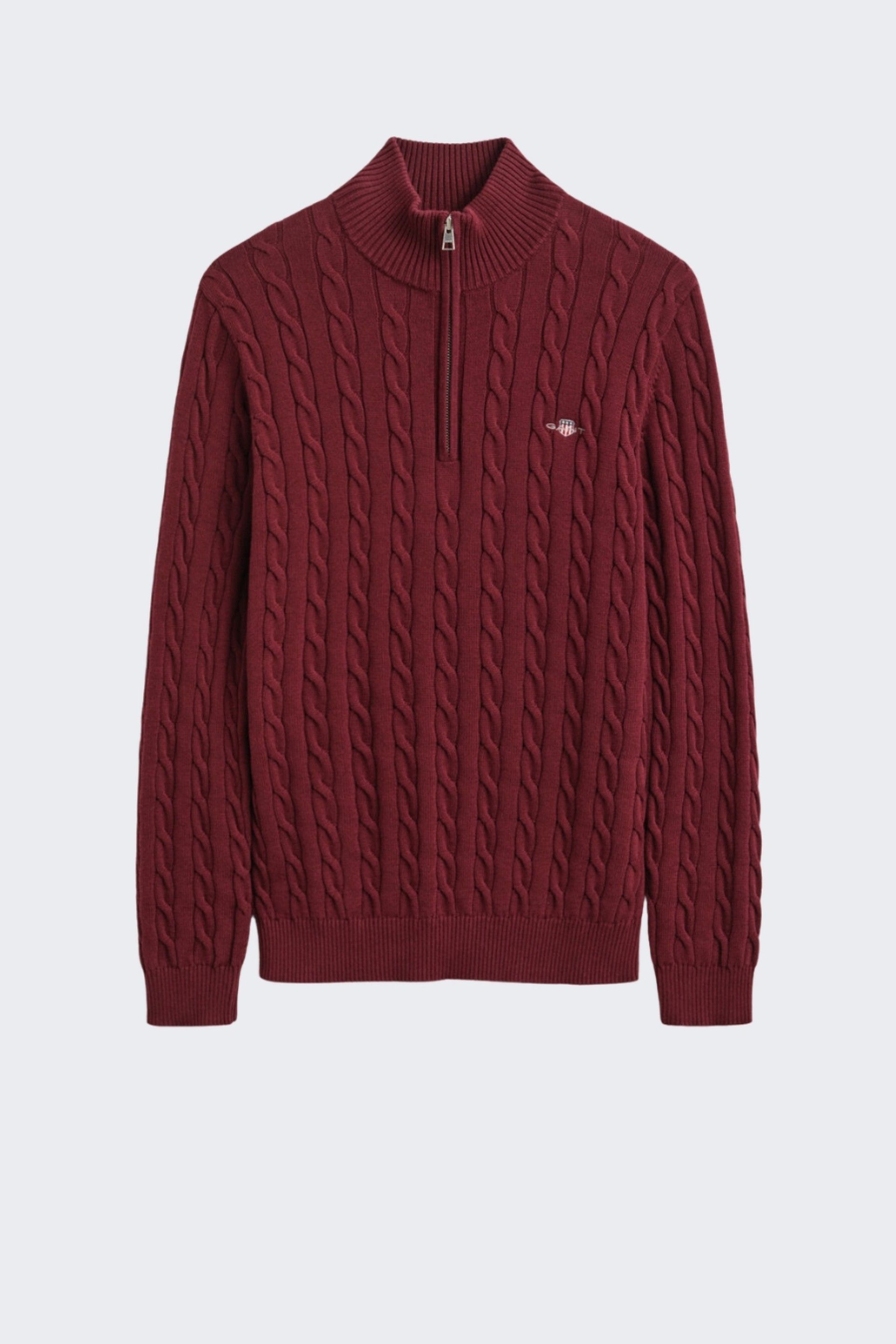 Gant Camisola Malha Entrançada Meio Fecho Homem