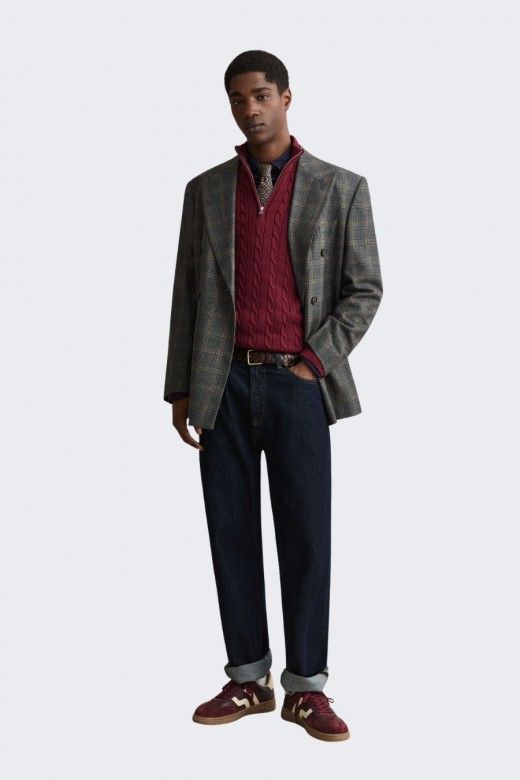 Gant Camisola Malha Entrançada Meio Fecho Homem Gant Camisola Malha Entrançada Meio Fecho Homem