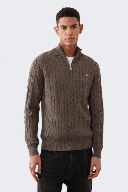 Gant Camisola Malha Entran�ada Meio Fecho Homem