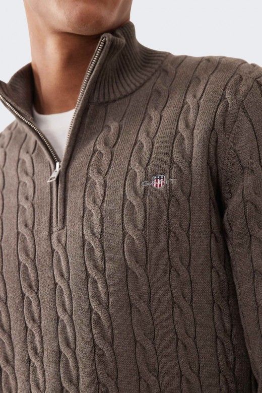 Gant Camisola Malha Entrançada Meio Fecho Homem Gant Camisola Malha Entrançada Meio Fecho Homem