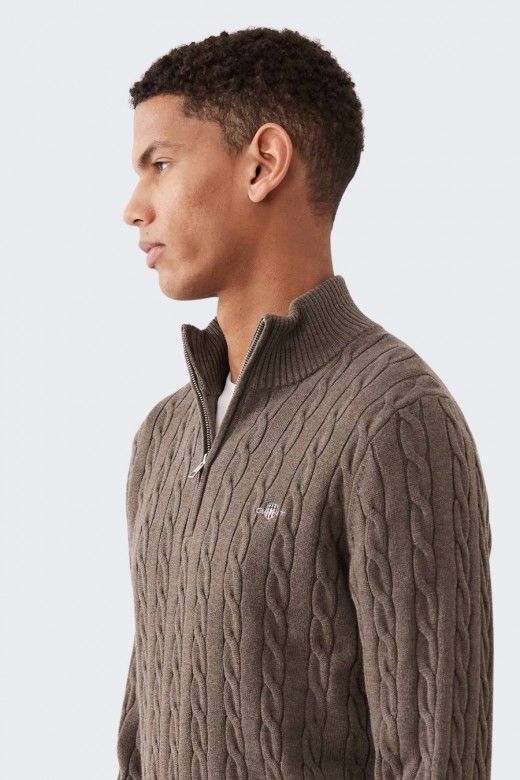 Gant Camisola Malha Entrançada Meio Fecho Homem Gant Camisola Malha Entrançada Meio Fecho Homem