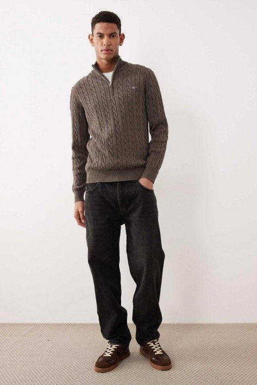 Gant Camisola Malha Entrançada Meio Fecho Homem Gant Camisola Malha Entrançada Meio Fecho Homem