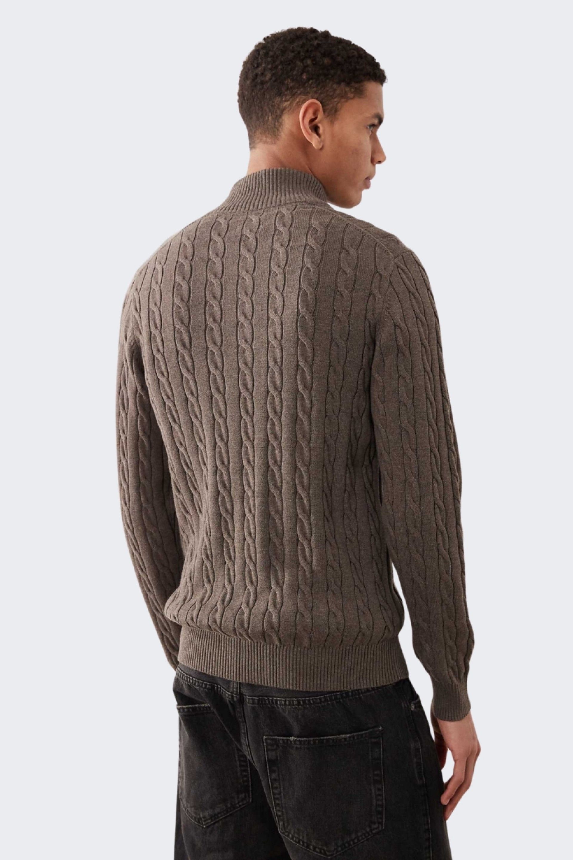 Gant Camisola Malha Entrançada Meio Fecho Homem