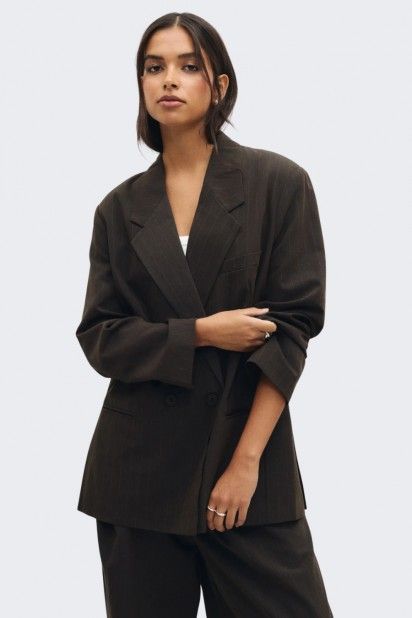Only Alden Blazer Oversized Riscas Mulher Only Alden Blazer Oversized Riscas Mulher