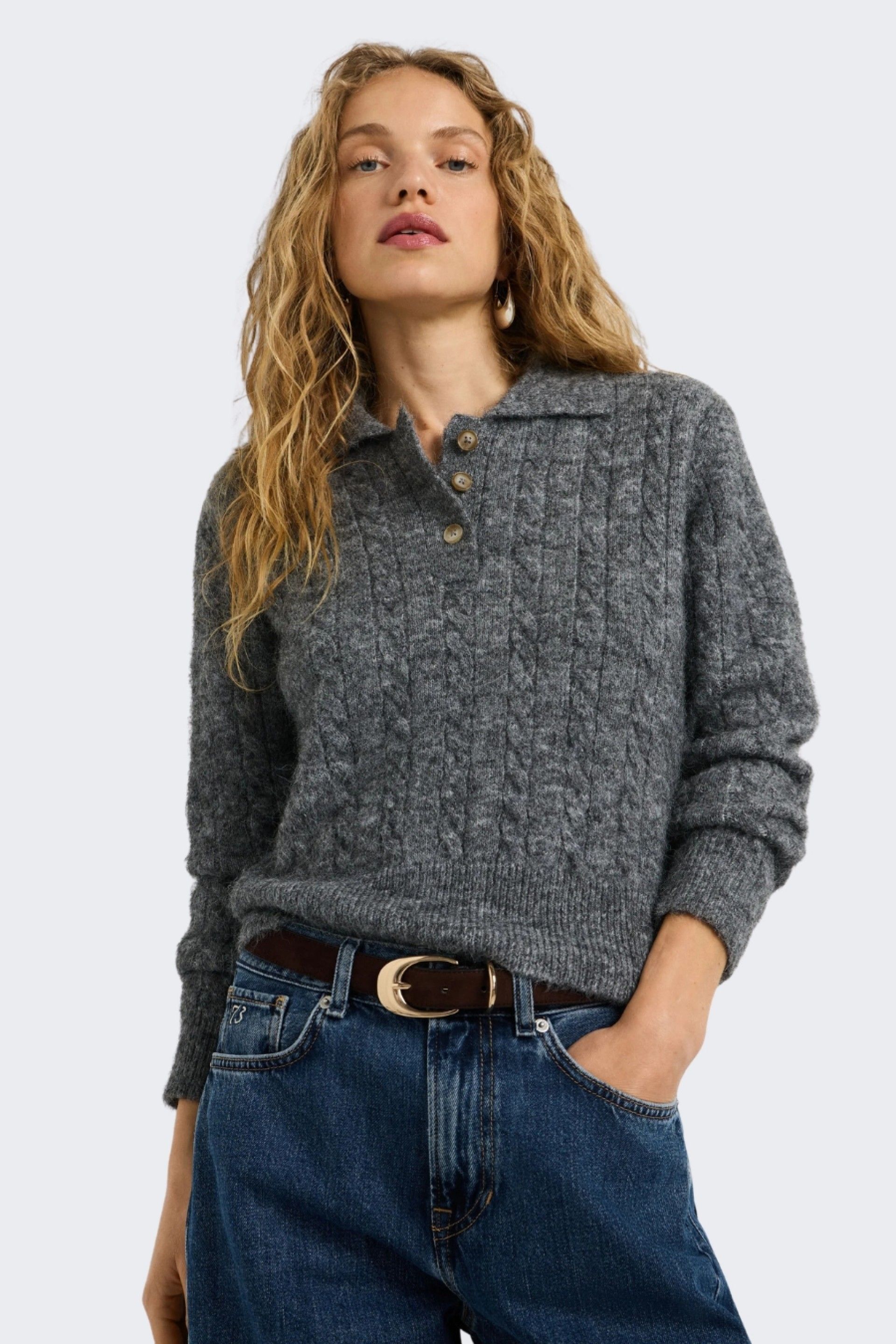 Pepe Jeans Camisola Trançada Gola Polo Mulher