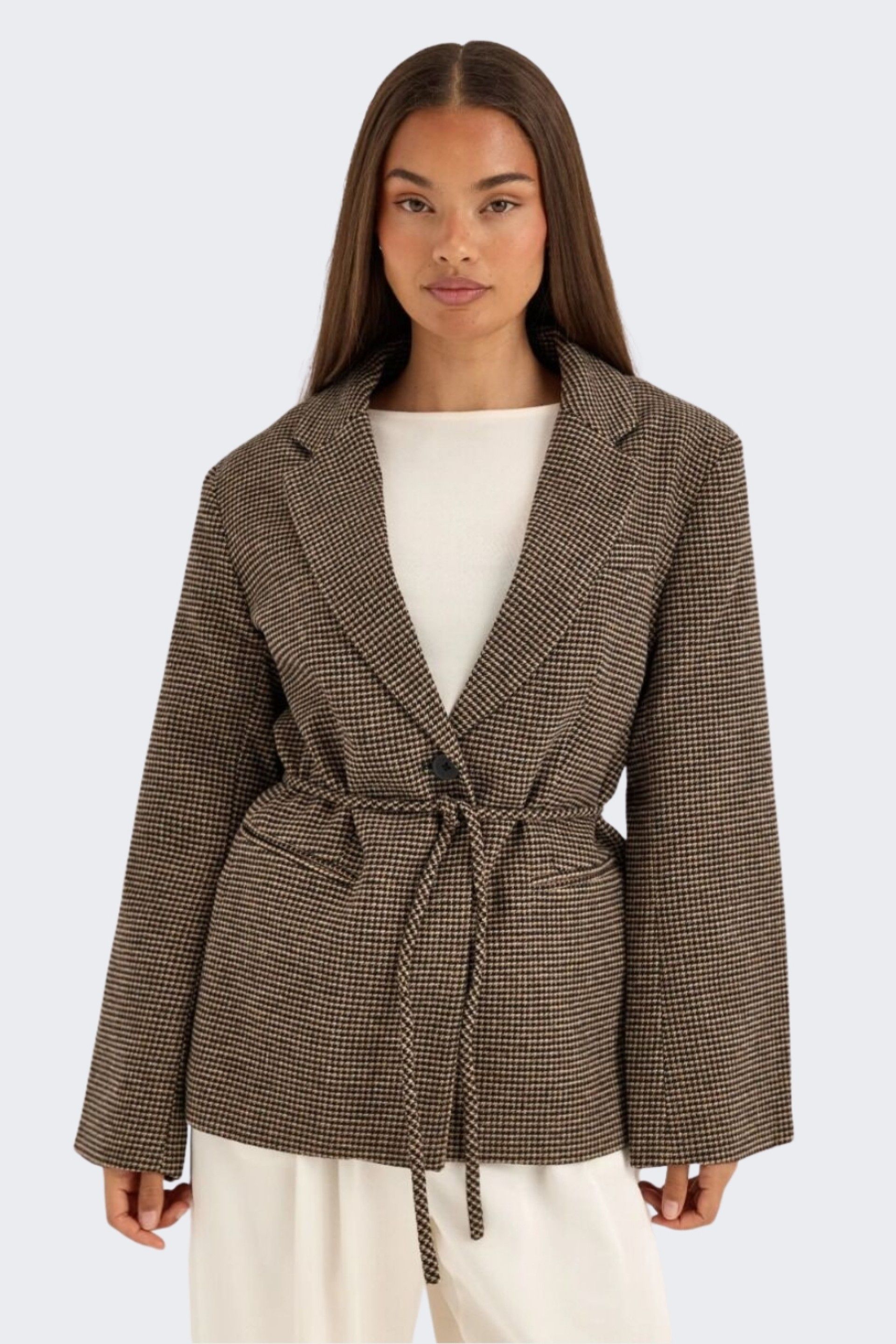 Only Nella Blazer Xadrez com Cinto Mulher