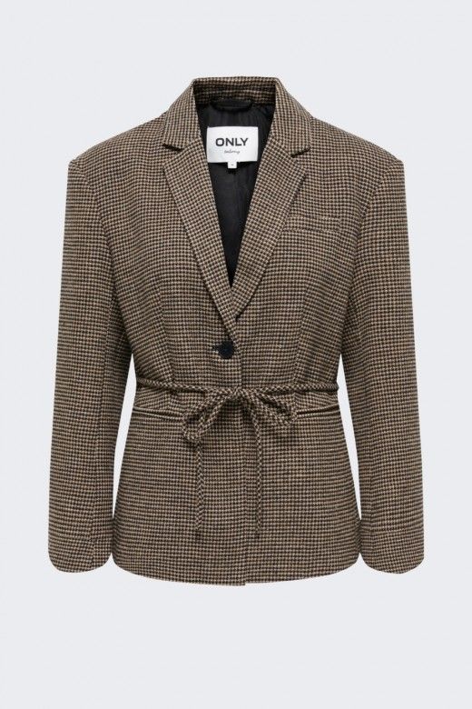Only Nella Blazer Xadrez com Cinto Mulher Only Nella Blazer Xadrez com Cinto Mulher